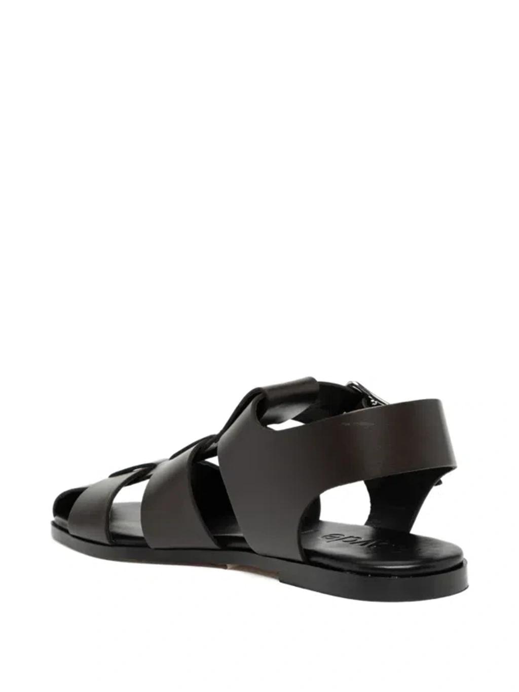 AEYDE 10mm Whit Leather Fisherman Sandals In Black Product Image