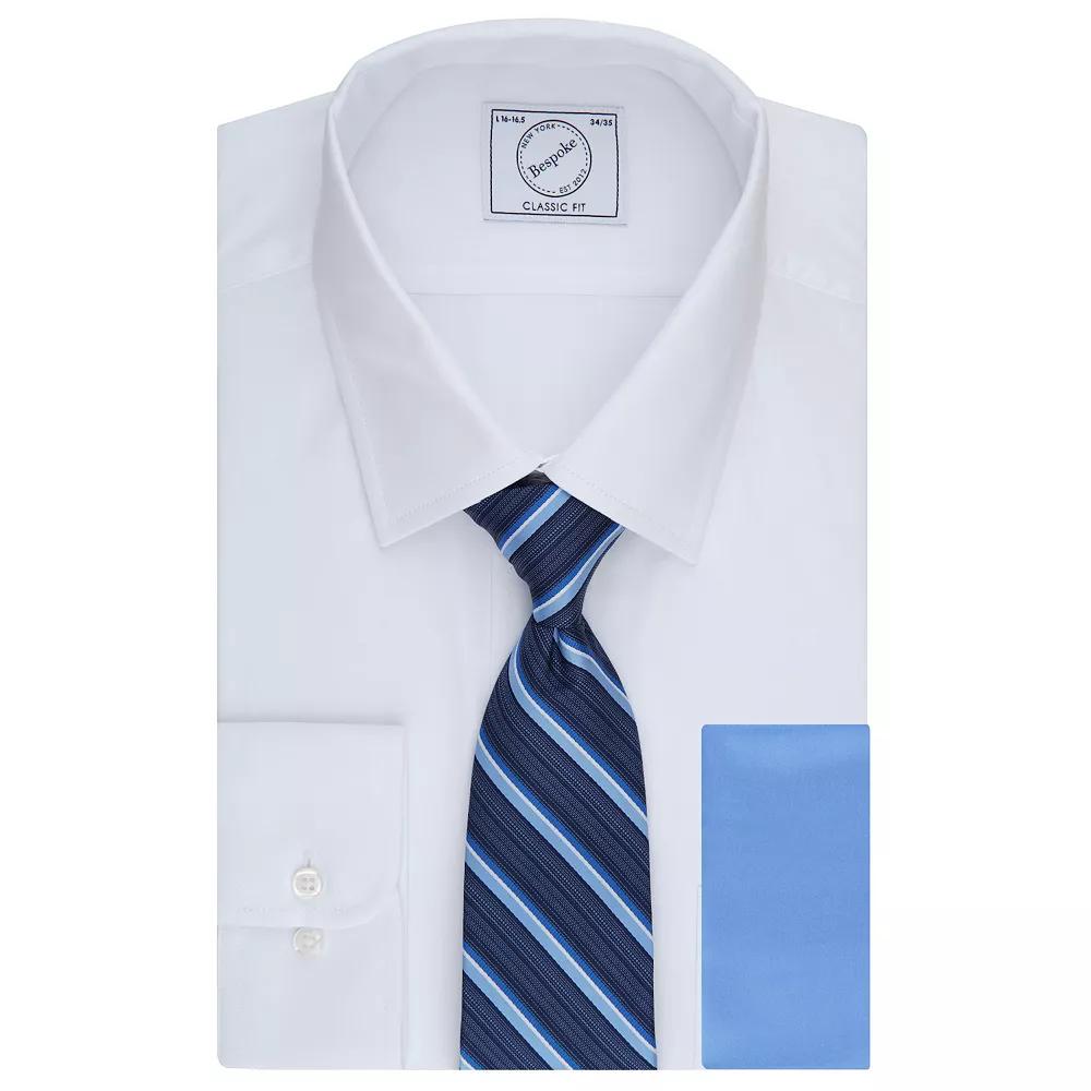 Men's Bespoke Classic-Fit Dress Shirt, Tie & Pocket Square Set, Size: Medium-34/35, Studio White Product Image