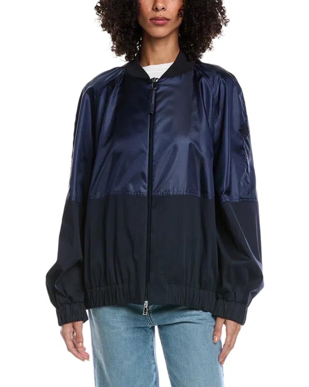 MONCLER Gobie Satin And Cotton-blend Twill Bomber Jacket In Navy Product Image