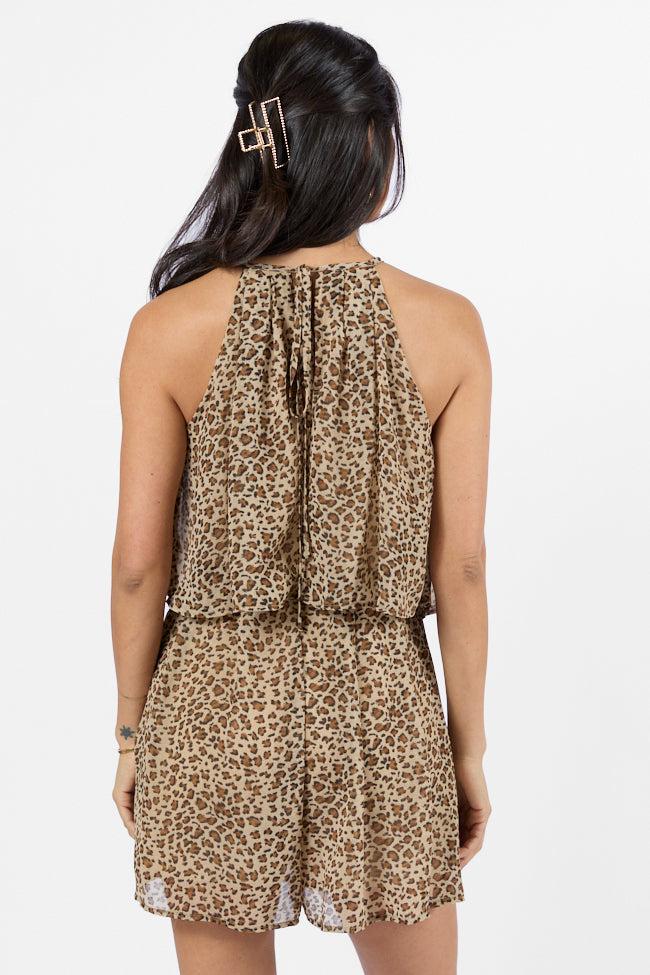 Spotlight Moment Leopard Print Halter Neck Romper FINAL SALE Product Image