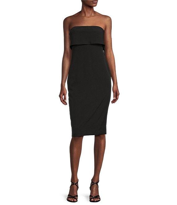 Donna Karan Sleeveless Taffeta Bow Back Sheath Dress Product Image