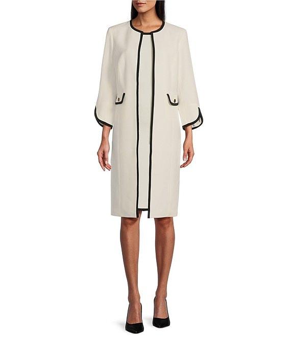 Kasper Open Front Collarless Long Sleeve Framed Jacket Product Image