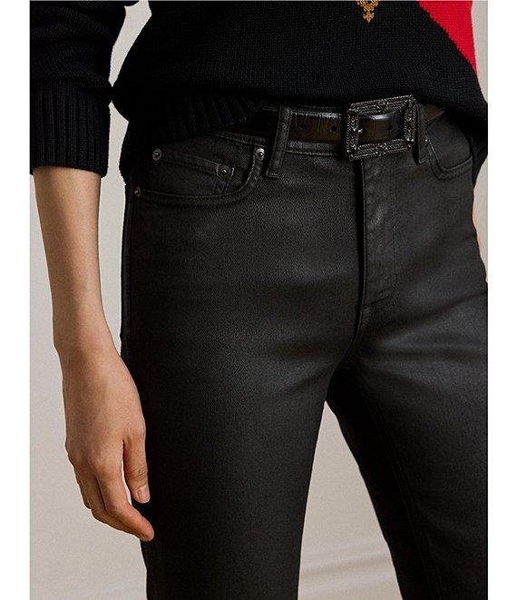 Lauren Ralph Lauren Petite Size Coated High-Rise Straight Ankle Jeans Product Image