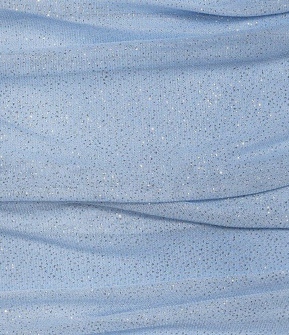 Jump Glitter Square Neck Ruched Long Sleeves With Ties At Hemline Dress Product Image