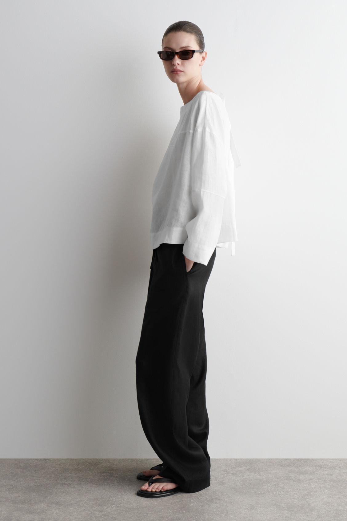 TIE-DETAIL LINEN BLOUSE Product Image