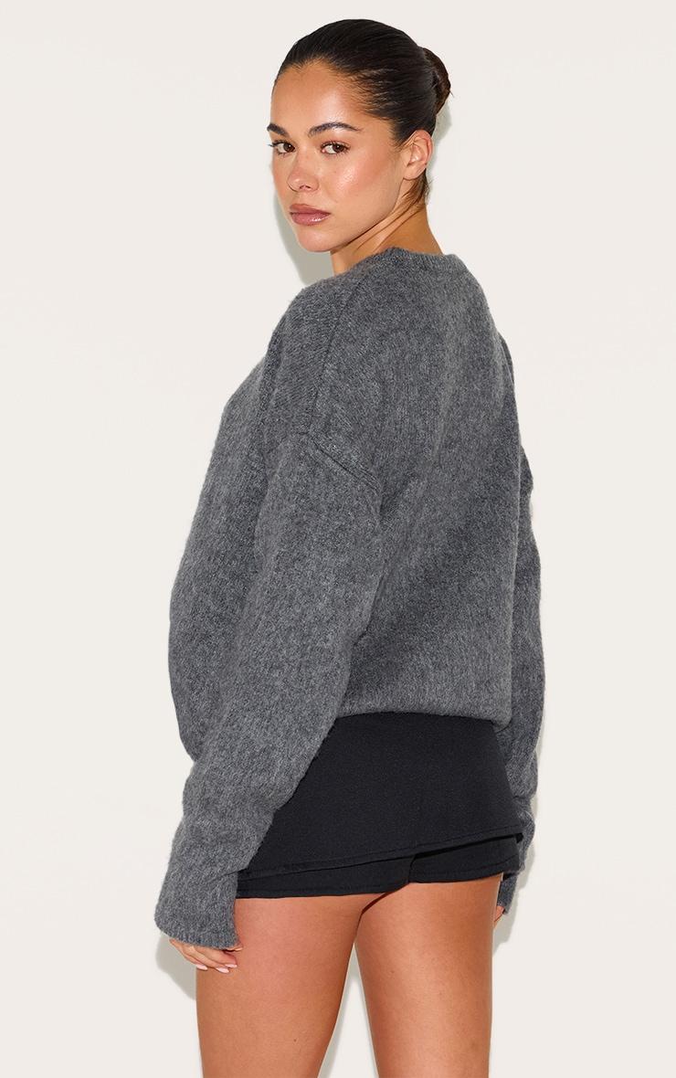 Grey Marl Soft Knit Oversized Sweater Product Image
