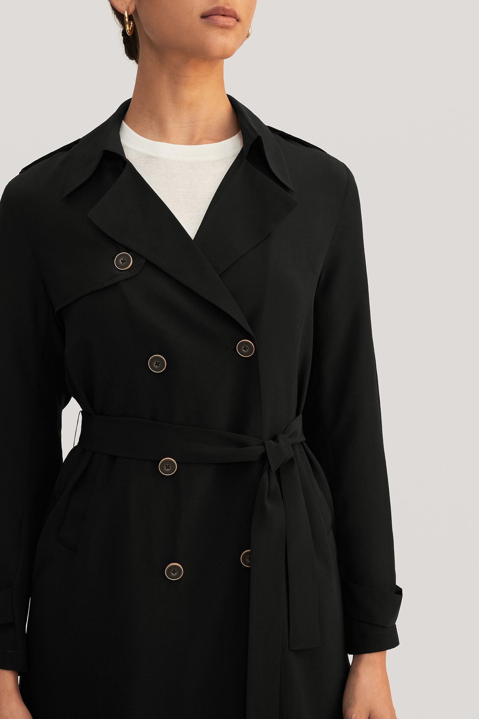 Classic Double-Breasted Silk Trench Coat Product Image