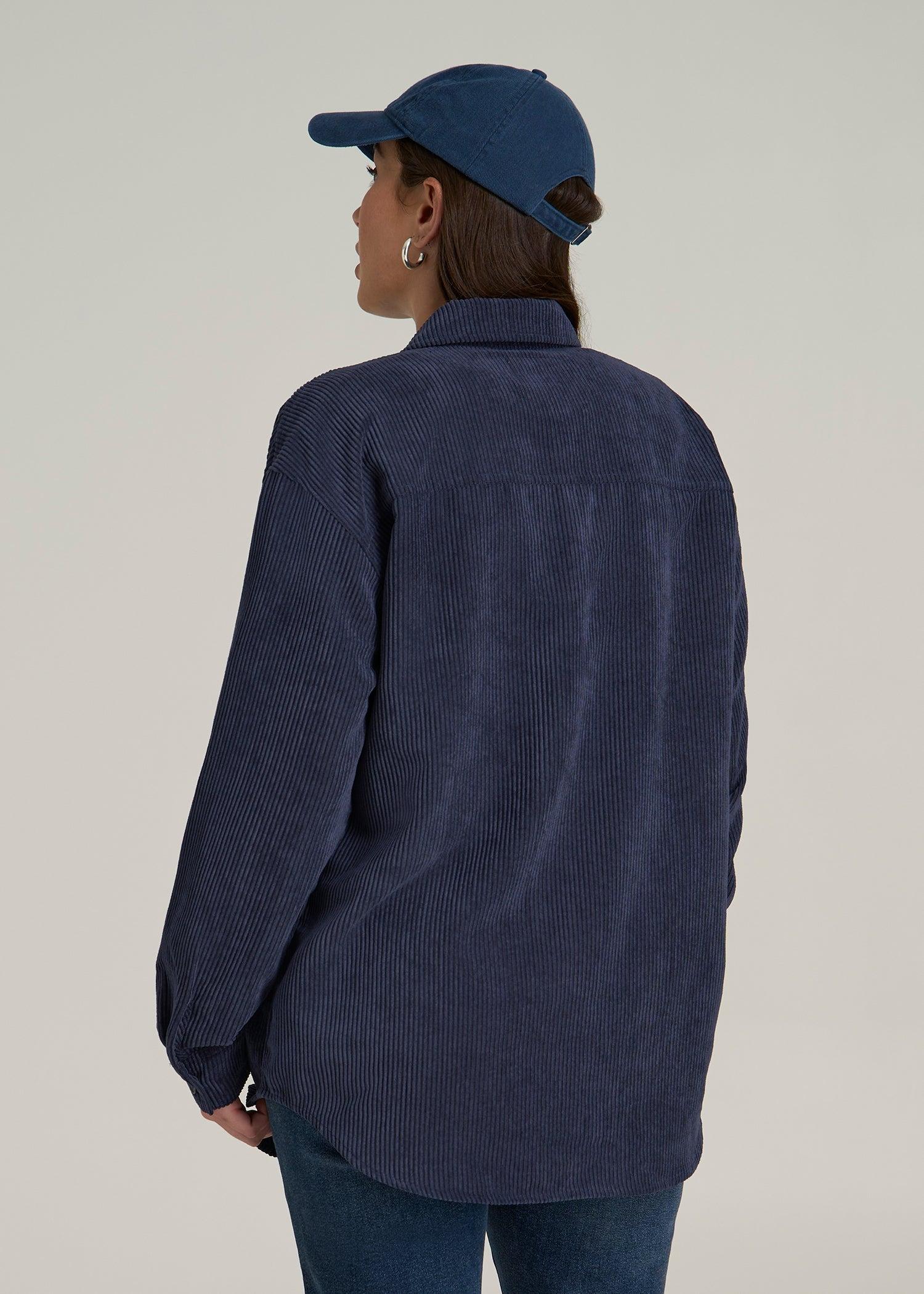 Corduroy Button Shirt for Tall Women in Navy Female Product Image