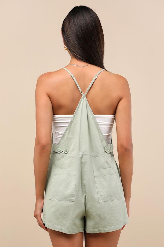 Easygoing Sage Green Short Overall Romper Product Image