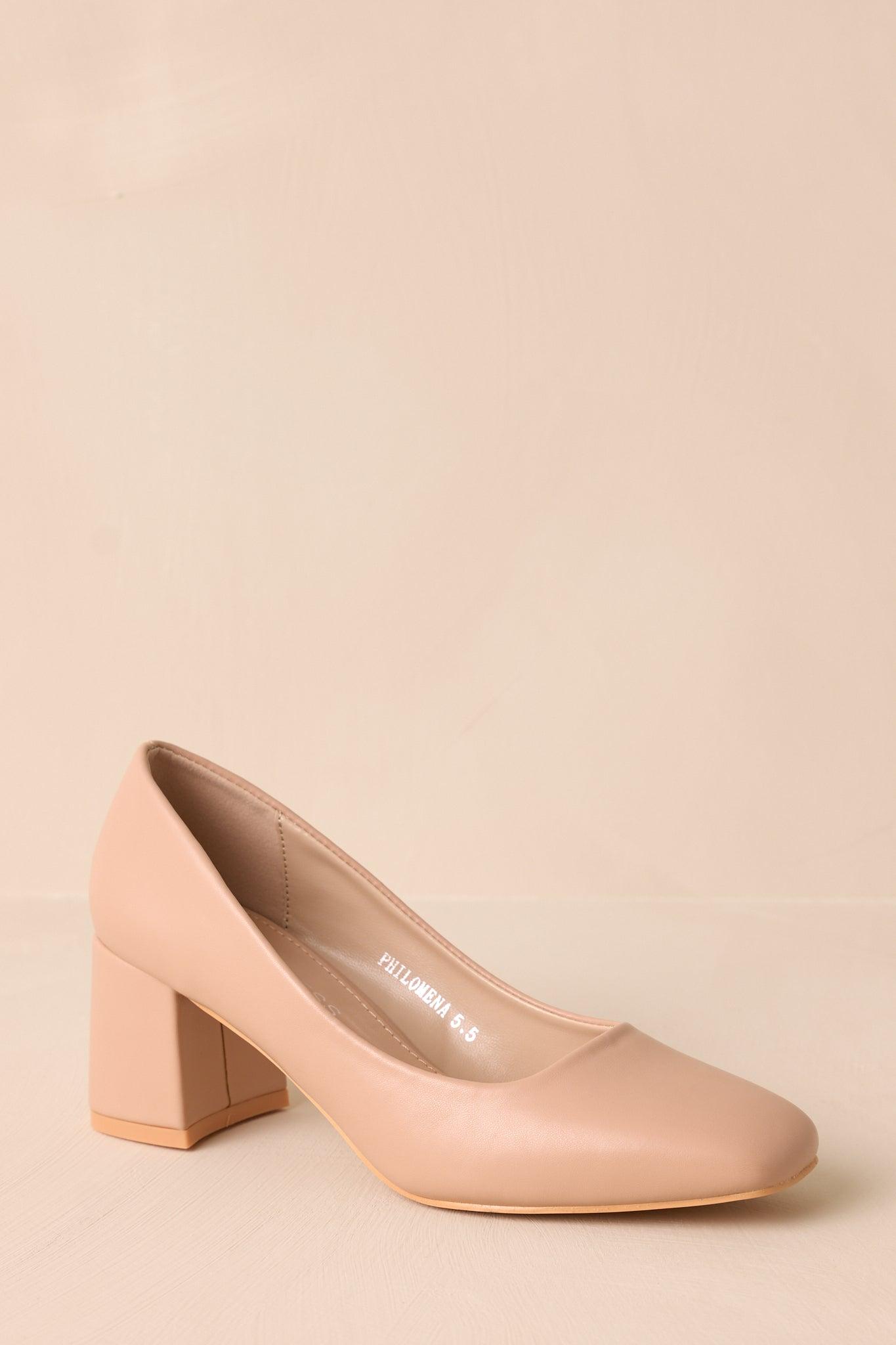Timeless Elegance Beige Block Heels Product Image