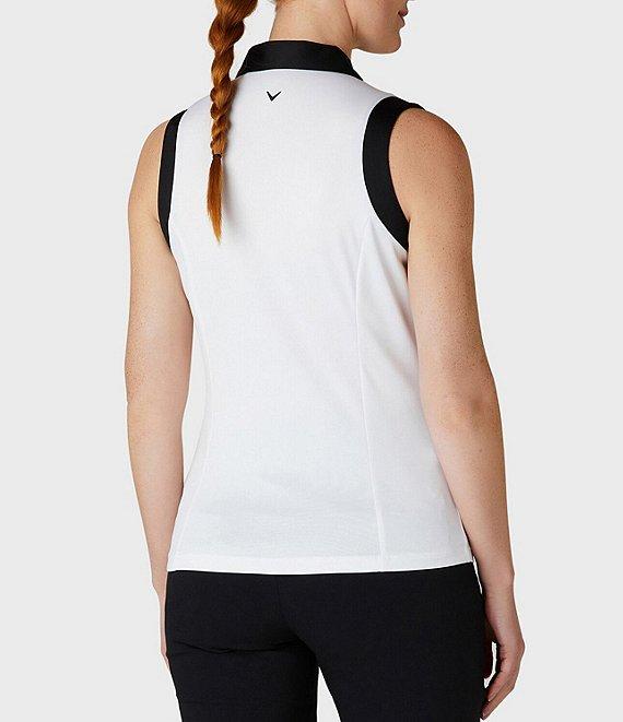 Callaway Color Block Stretch Jersey V-Neck Sleeveless Golf Polo Shirt Product Image