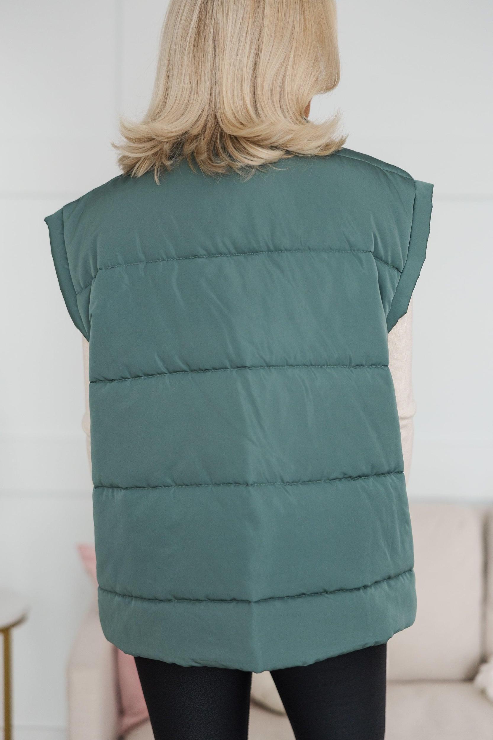 Make You Happy Army Green Quilted Vest Female Product Image