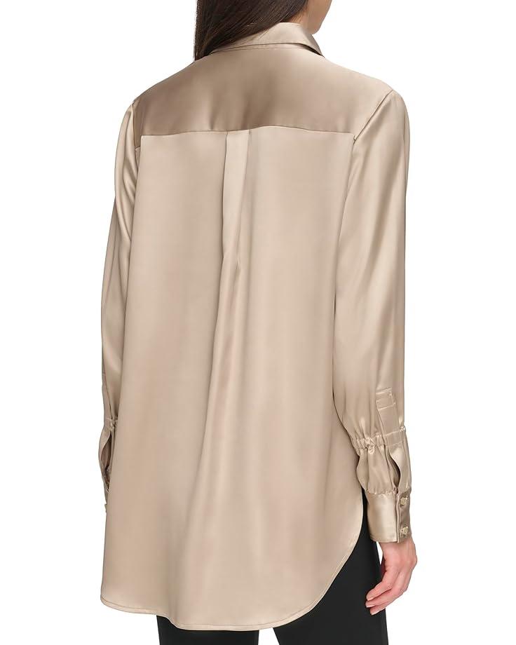 Women's DKNY Long Sleeve Two-Pocket Button Front Blouse Product Image