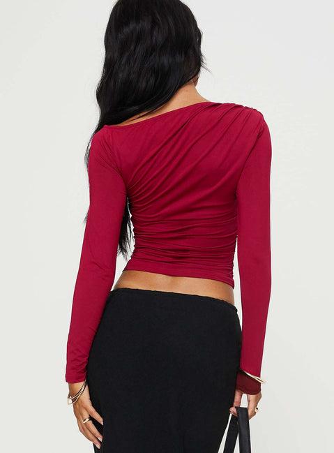 Spiller Off The Shoulder Top Burgundy Product Image