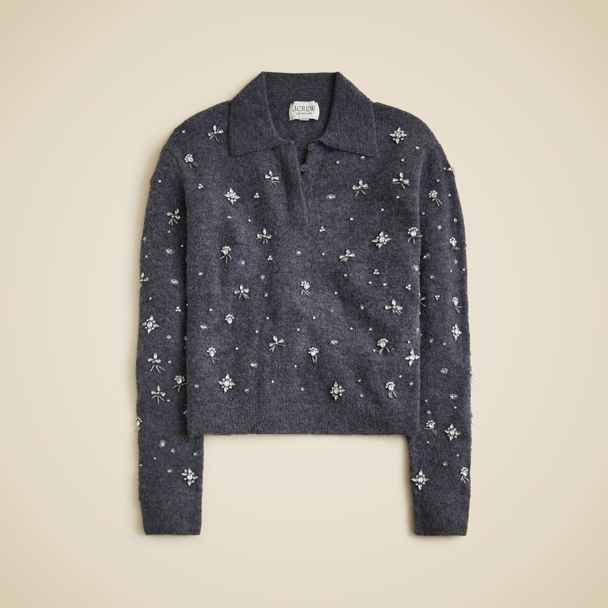 Embellished sweater-polo in wool blend Product Image