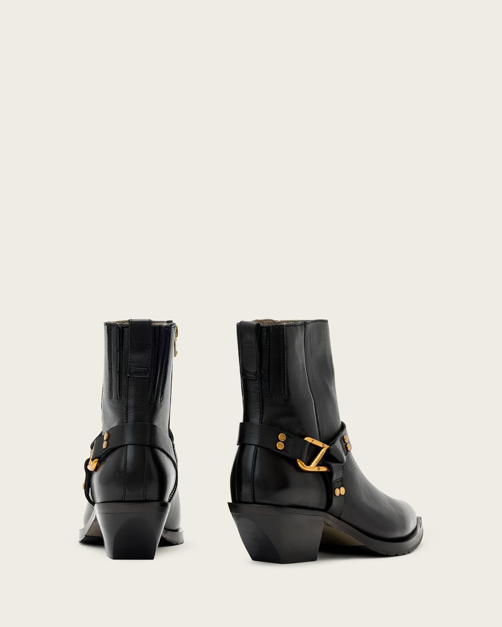 Fox Carabiner Leather Boot Black | ALLSAINTS US Product Image