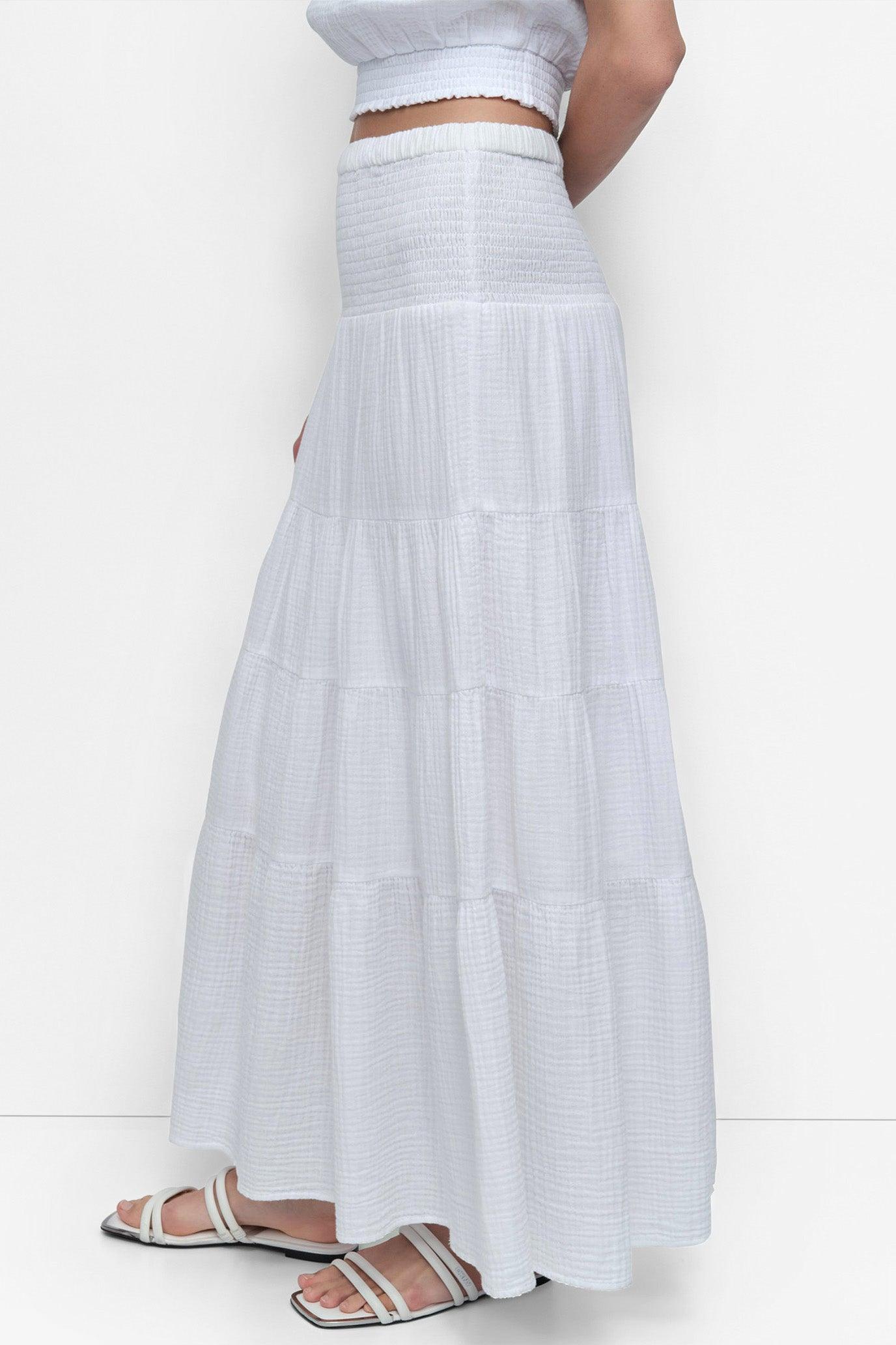 SMOCKED WAIST MIDI SKIRT Product Image