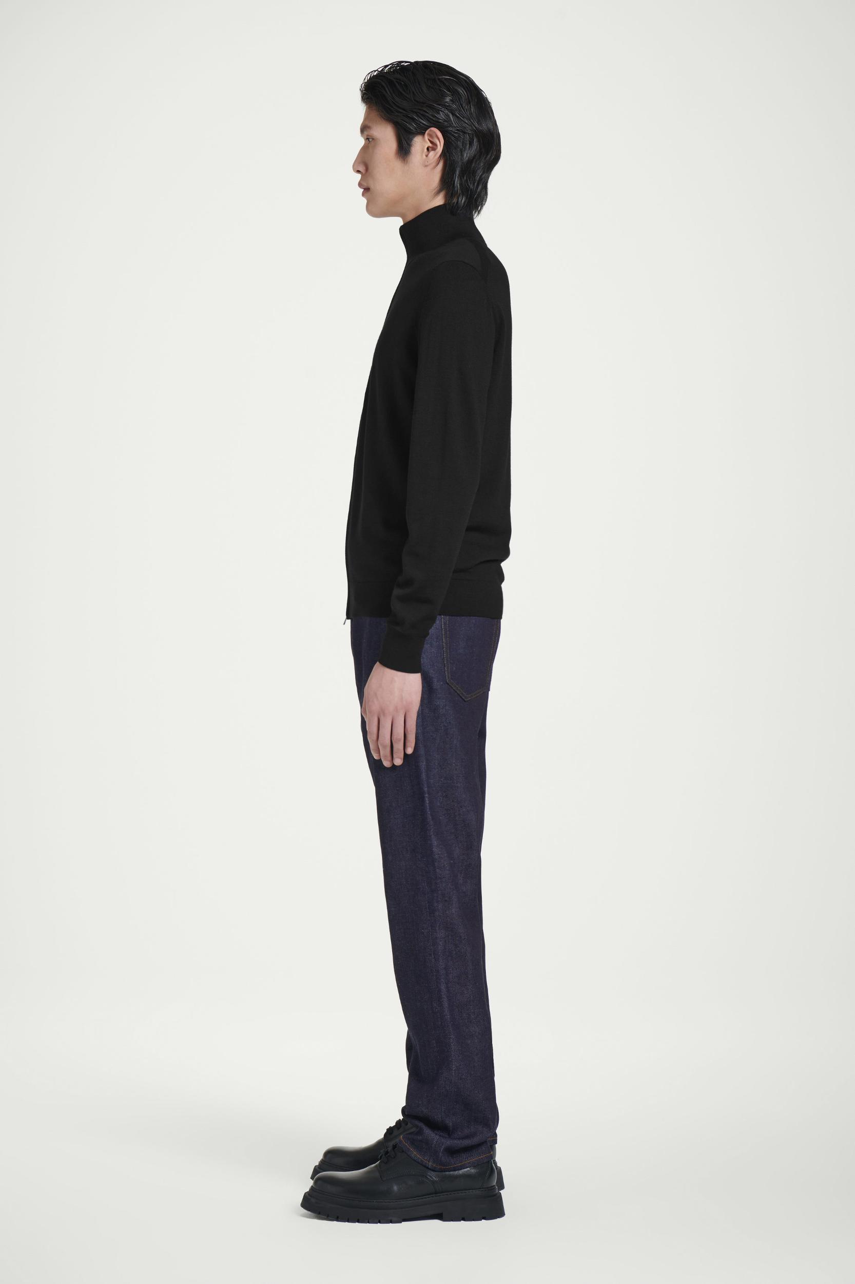 FUNNEL-NECK MERINO WOOL ZIP-UP CARDIGAN Product Image