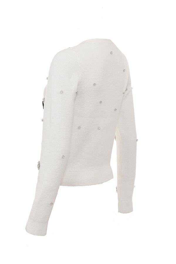 Beaubella  ivory soft mohair embellished cardigan Product Image
