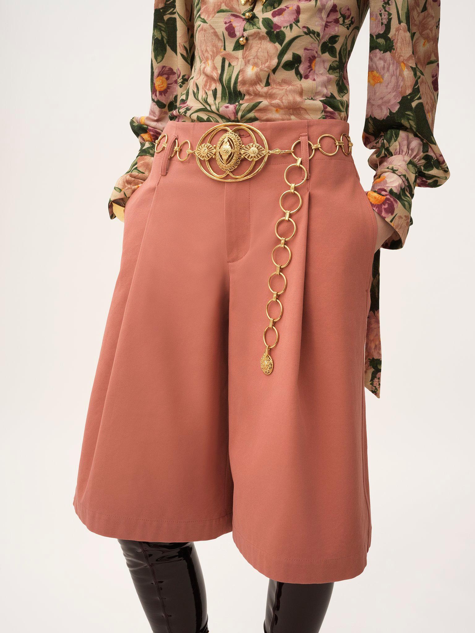 High-rise wide-leg bermuda shorts in cotton Product Image