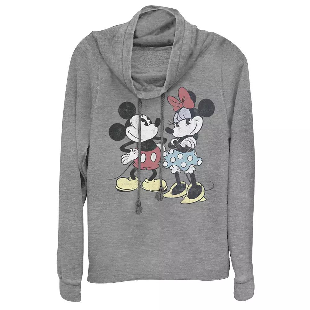 Disney's Mickey & Minnie Mouse Juniors' Retro Cowlneck Graphic Lightweight Long Sleeve, Girl's,  Product Image