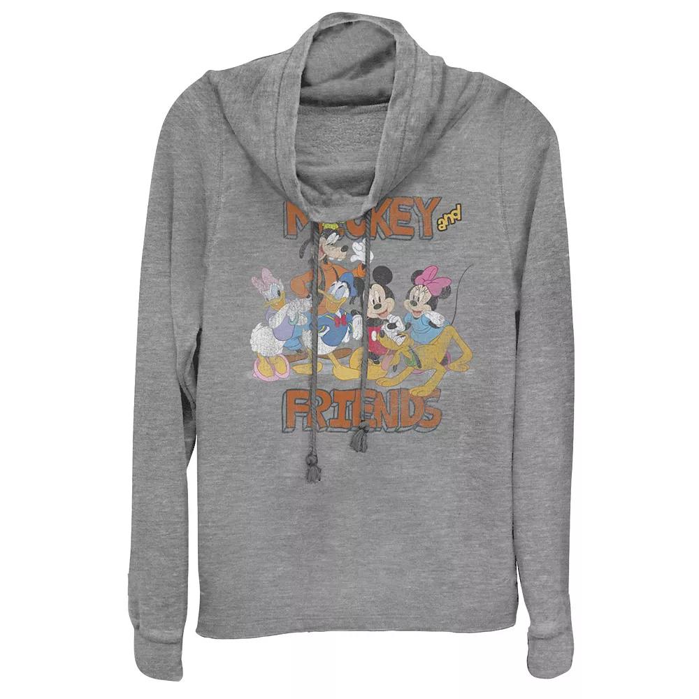 Disney's Mickey & Friends Group Cartoon Juniors' Cowlneck Graphic Lightweight Long Sleeve, Girl's,  Product Image