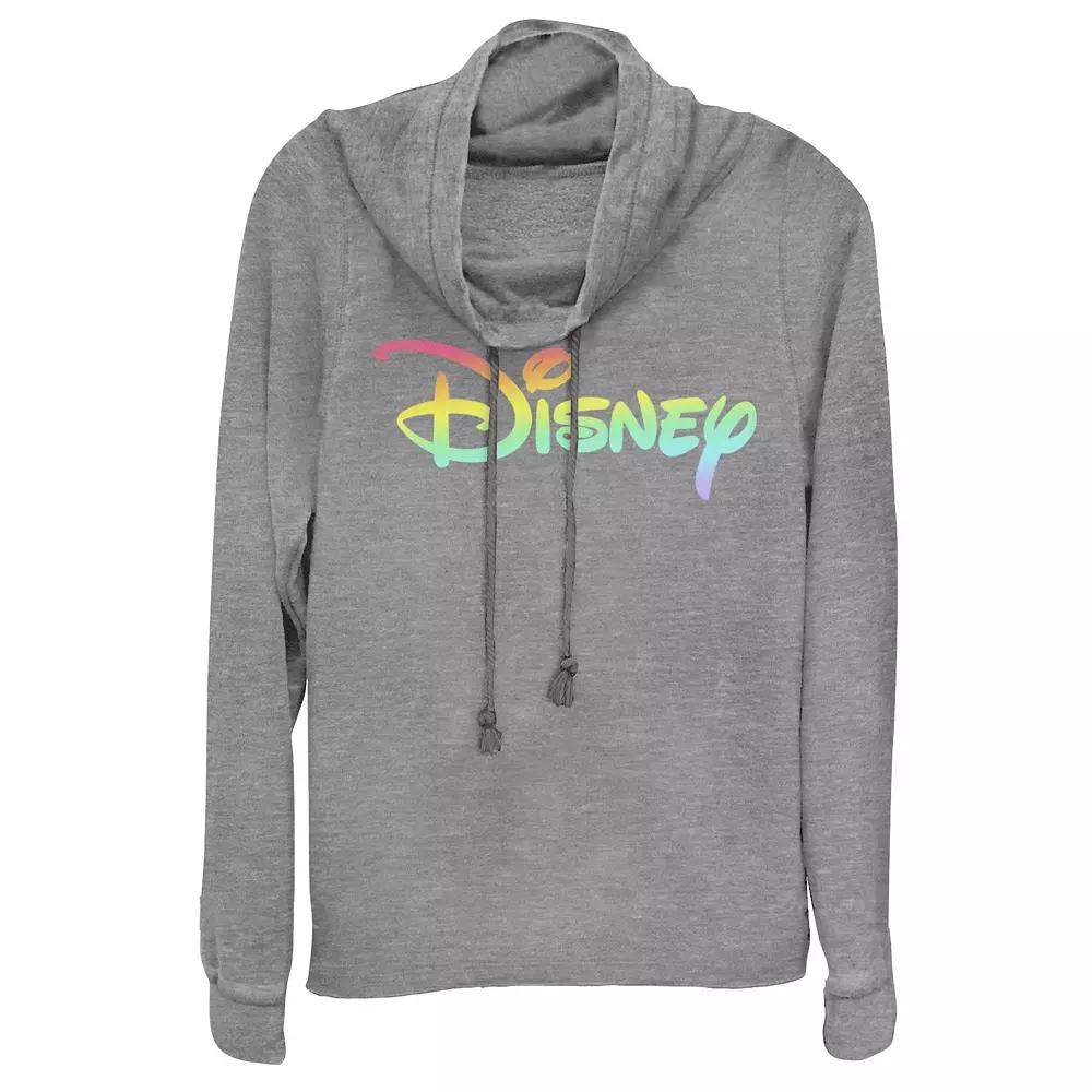 Disney's Rainbow Logo Juniors' Cowlneck Graphic Lightweight Long Sleeve, Girl's,  Product Image