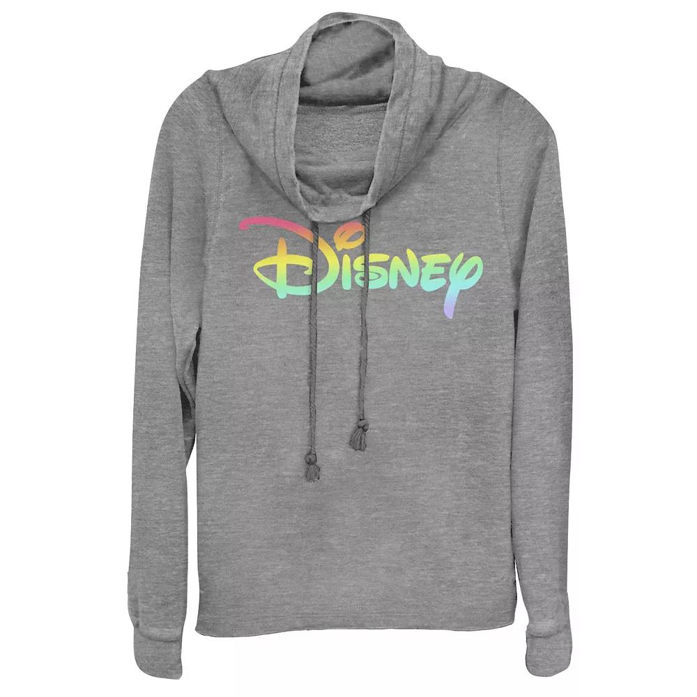 Disney's Rainbow Logo Juniors' Cowlneck Graphic Lightweight Long Sleeve, Girl's,  Product Image