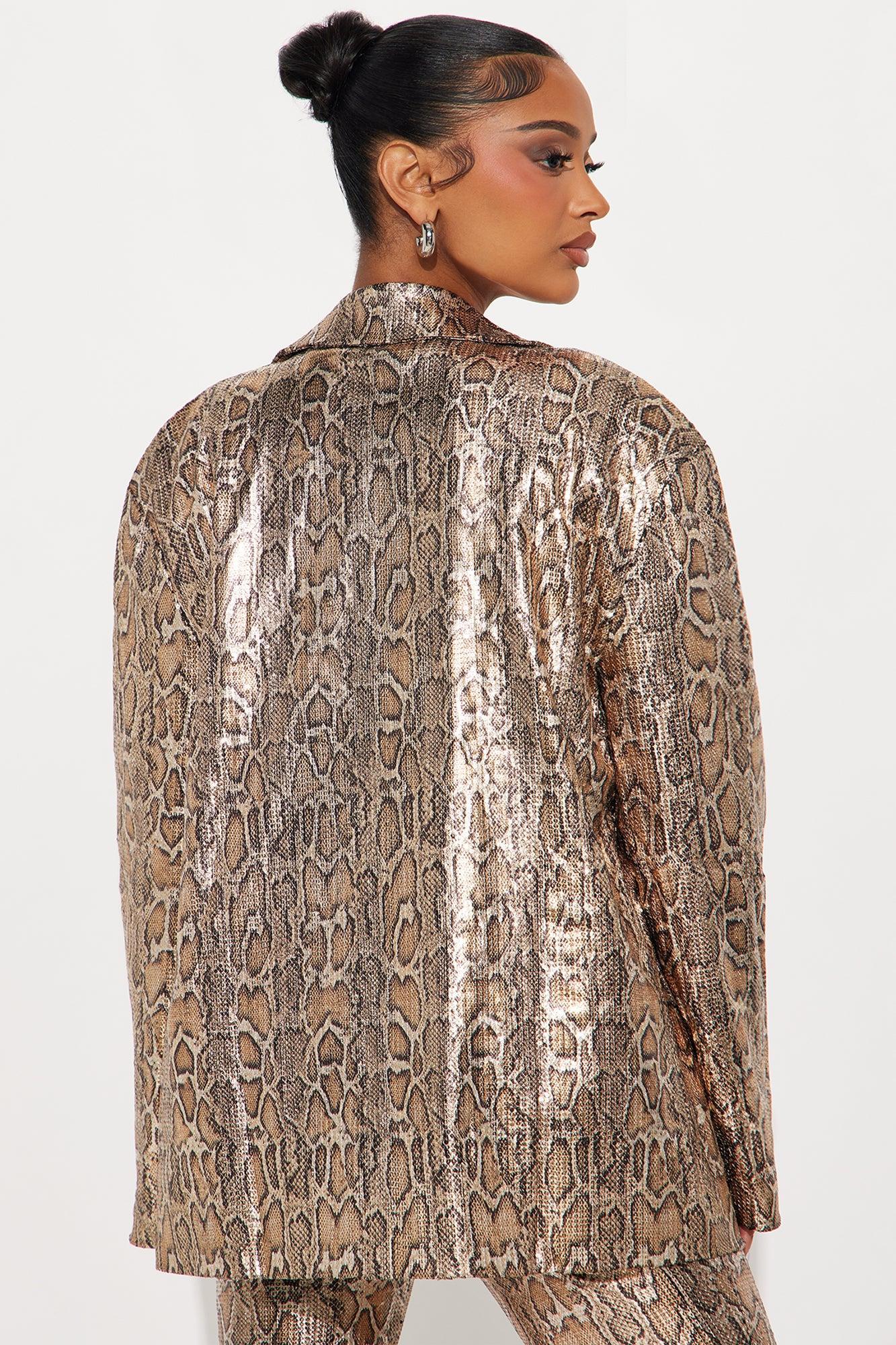 Hard To Get Leopard Sequin Blazer - Taupe/combo Product Image