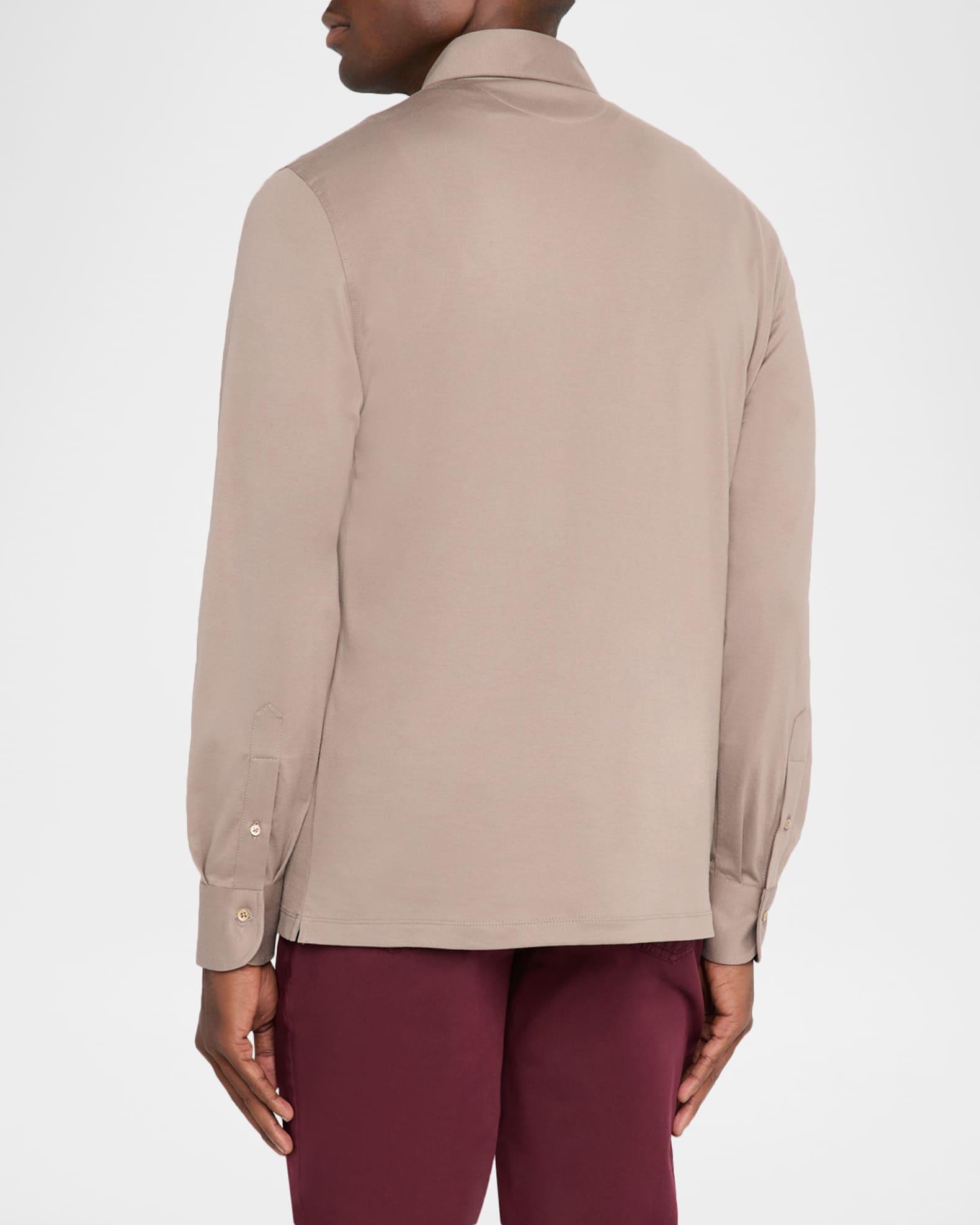 Men's Cotton Long-Sleeve Polo Shirt Product Image