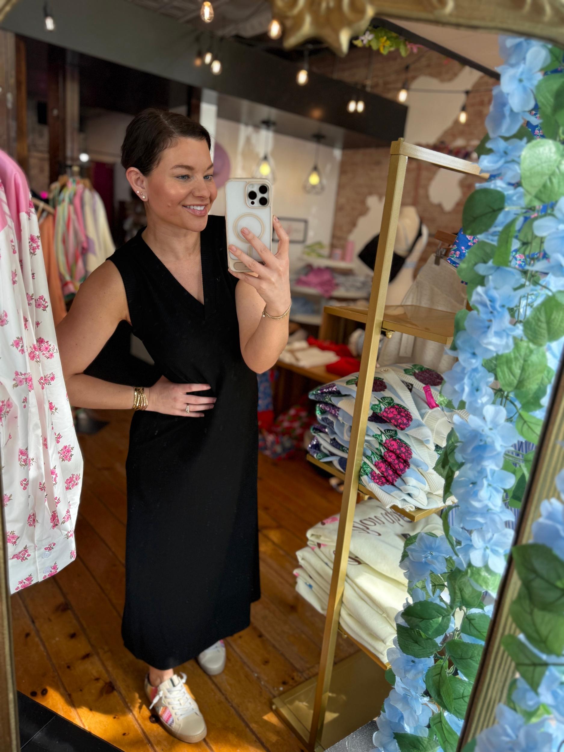 Back to Black Ribbed Knit Midi Dress Product Image