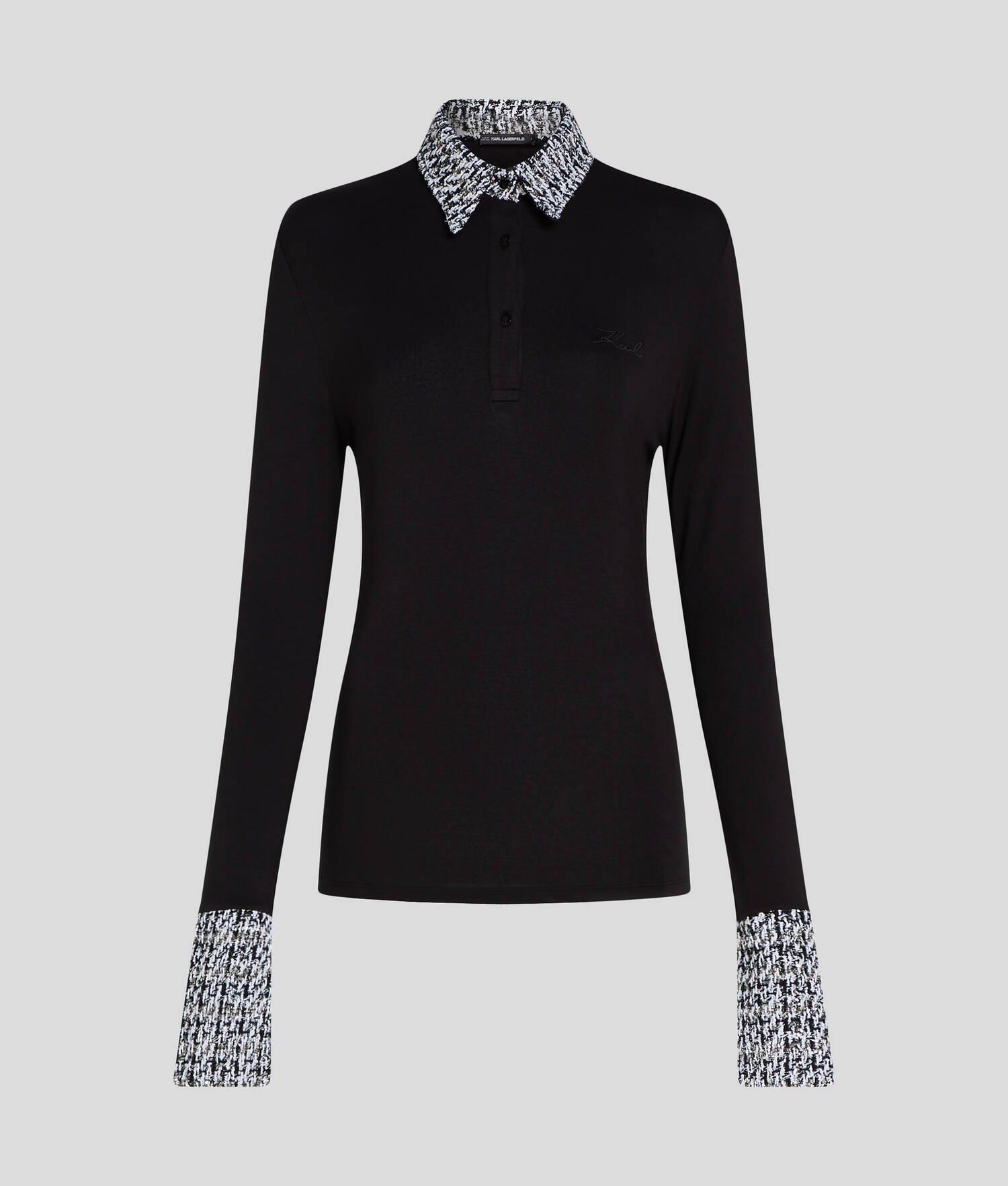 LONG-SLEEVED BOUCLÉ POLO SHIRT Product Image