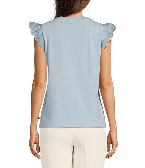 KARL LAGERFELD PARIS Stretch Knit Crew Neck Sleeveless Top Product Image