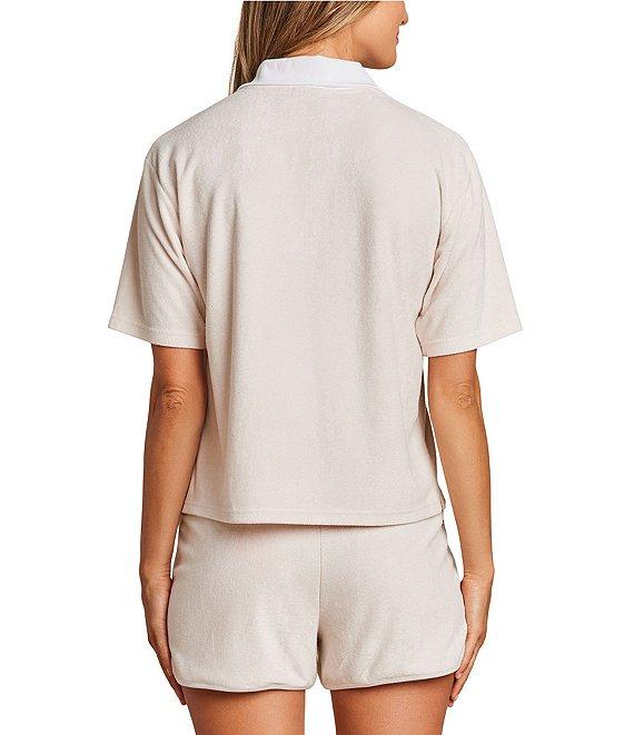 Barefoot Dreams CozyTerry® Short Sleeve Johnny Collar Coordinating Lounge Top Product Image