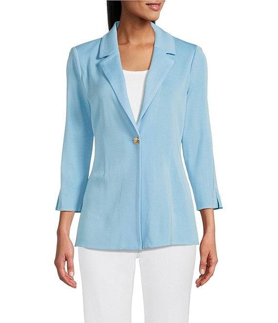 Ming Wang Knit Notch Lapel Bracelet Sleeve Single-Button Jacket Product Image