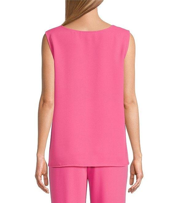 Caroline Rose Matte Crepe Scoop Neck Sleeveless Tank Top Product Image