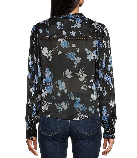 Guess Josette Long Sleeve Floral Printed Chiffon Top Product Image
