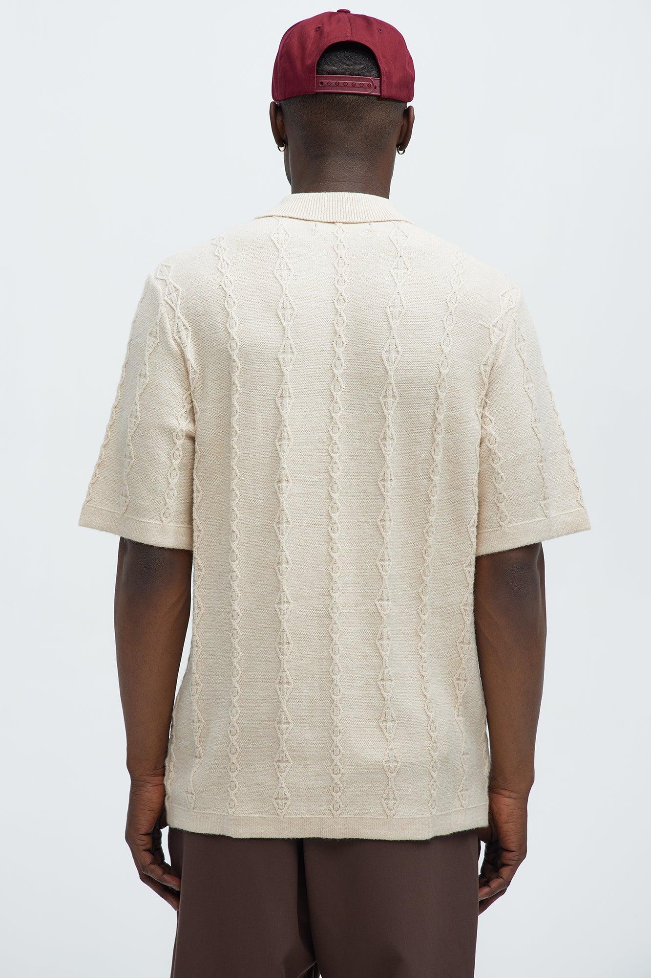 Diamond Knit Sweater Polo - Sand Product Image