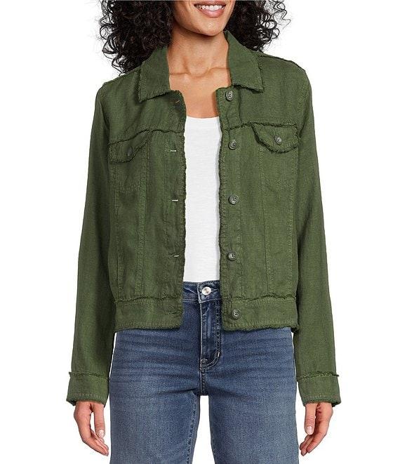 Tommy Bahama Two Palm Raw Edge Point Collar Long Sleeve Button Front Jacket Product Image