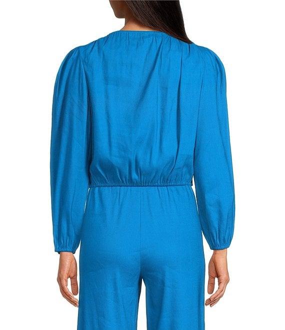 Gianni Bini Camilla Boat Neck Long Sleeve Pullover Woven Linen Blouse Product Image