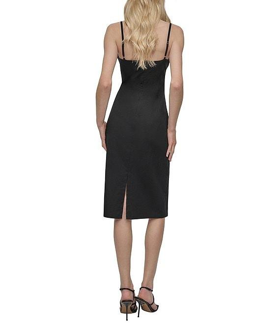 DKNY by Donna Karan Square Neck Sleeveless Ruched Poplin Midi Dress Product Image
