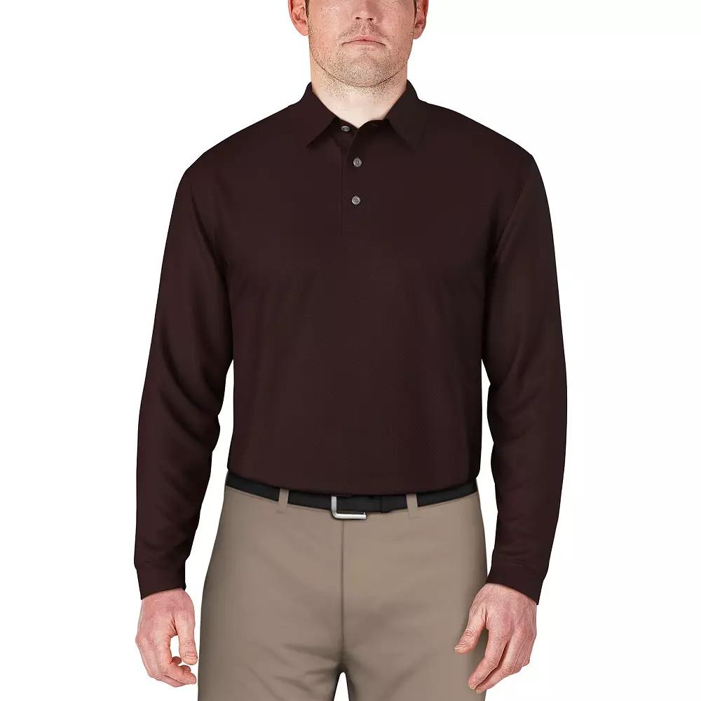 Men's Grand Slam Mini Jacquard Long Sleeve Golf Polo,  Product Image