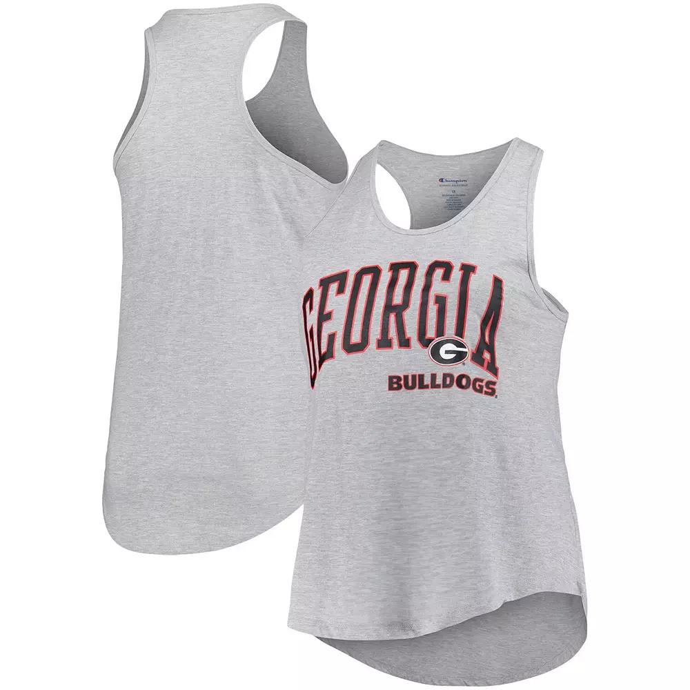 Women's Profile Heather Gray Georgia Bulldogs Arch Logo Racerback Scoop Neck Tank Top, Size: 3XL, Grey Product Image