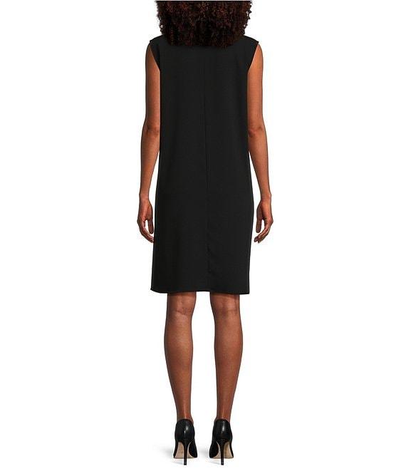 Caroline Rose Matte Crepe Scoop Neck Sleeveless A-Line Dress Product Image