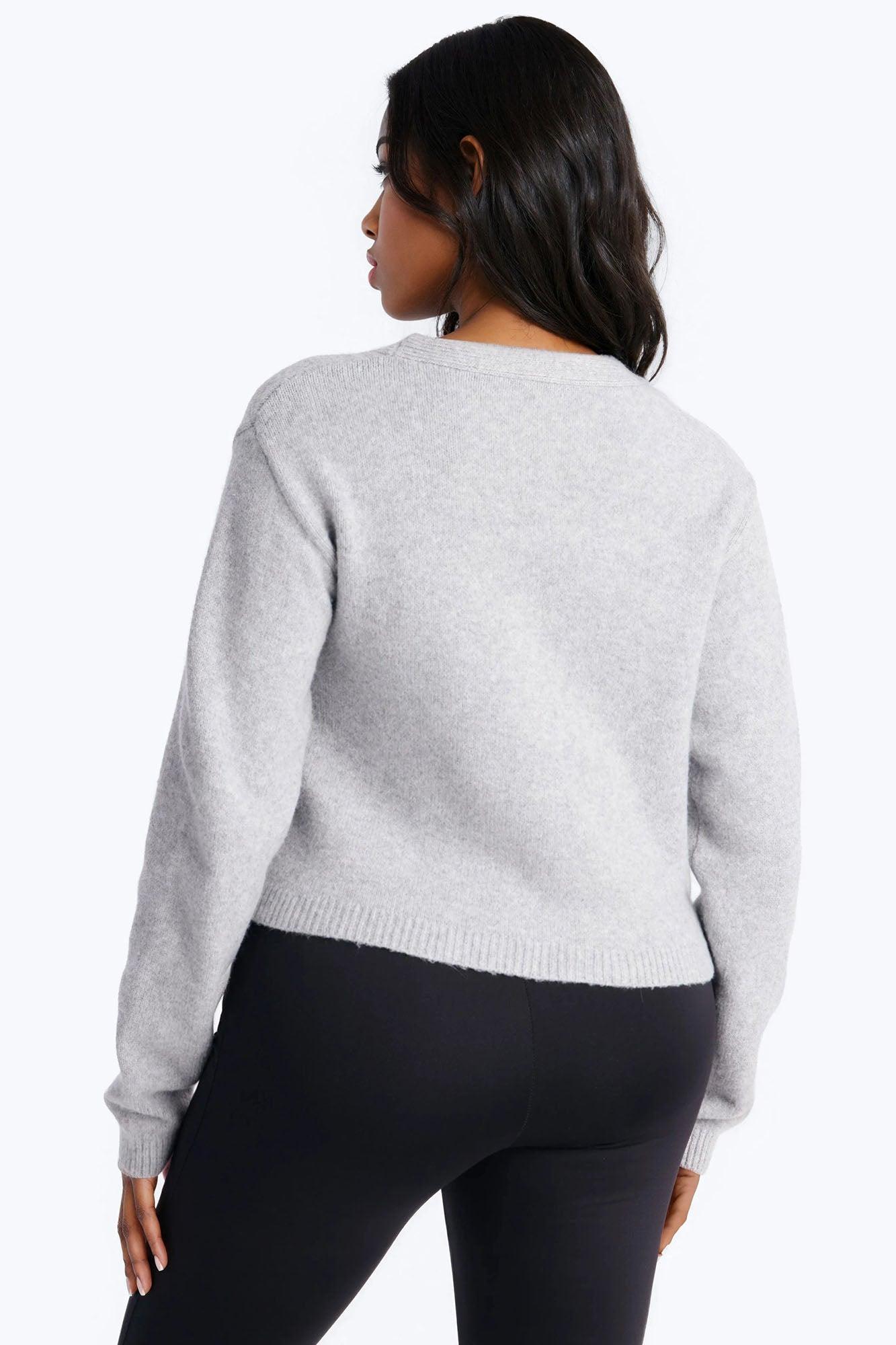 Elaia Asymmetric Button Front Cardigan Sweater - Grey Female Product Image
