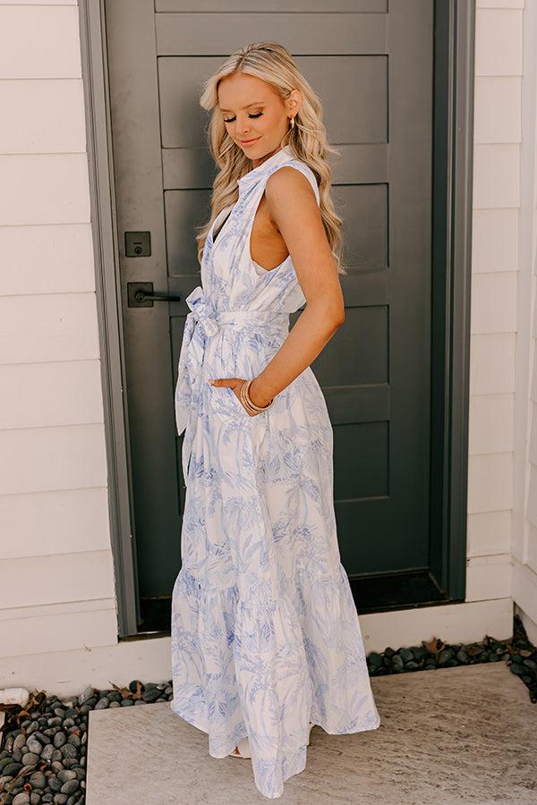 Boardwalk Stroll Floral Maxi Dress in Sky Blue Product Image