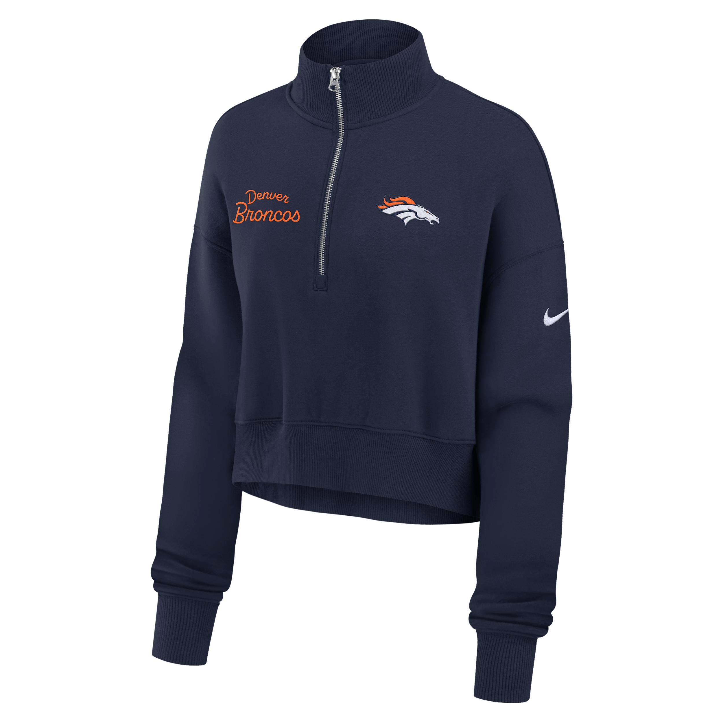 Denver Broncos Phoenix Nike Womens NFL Cropped 1/4-Zip Crew | 01N941S8W-DJR Product Image