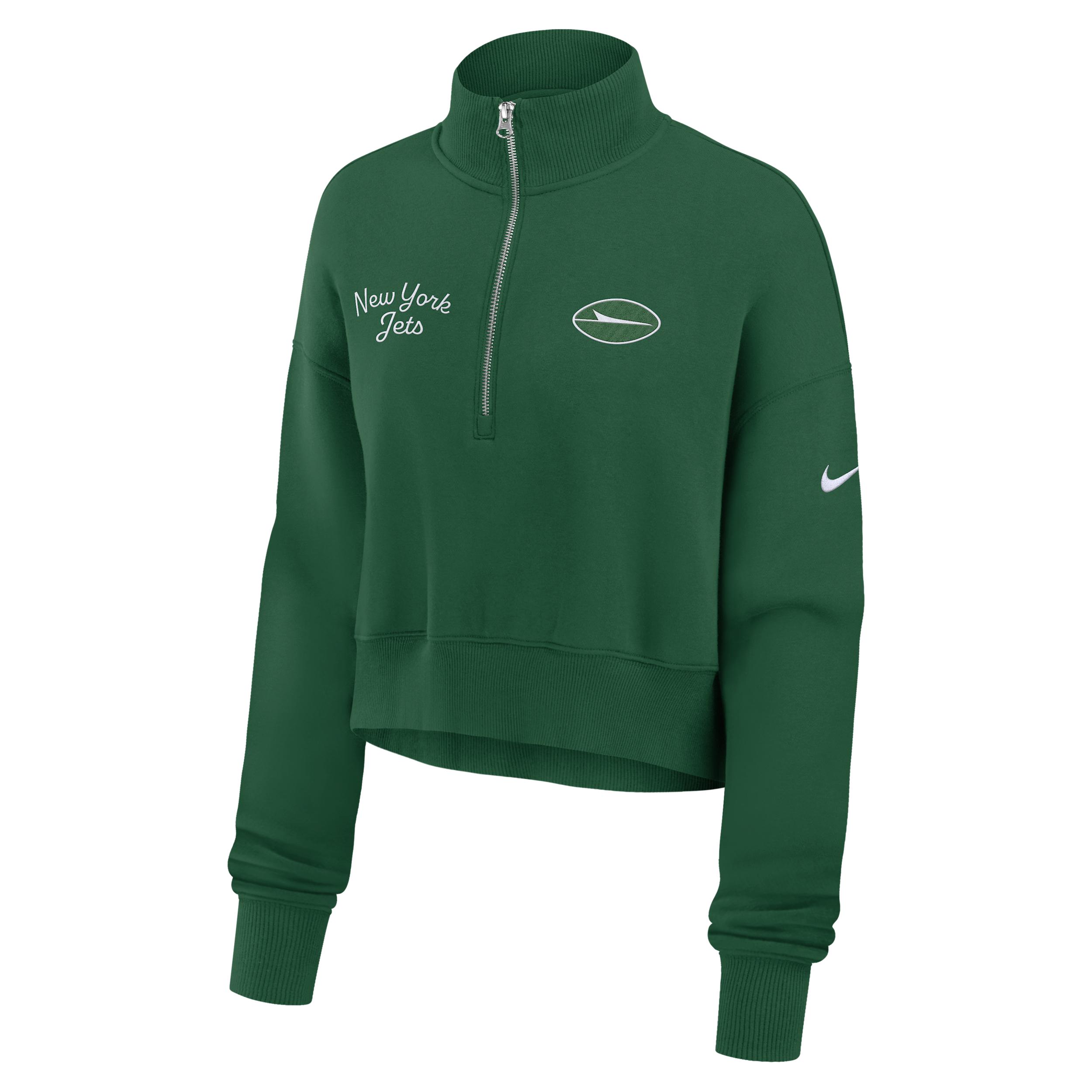 New England Patriots Phoenix Nike Womens NFL Cropped 1/4-Zip Crew | 01N941S8K-DJR Product Image