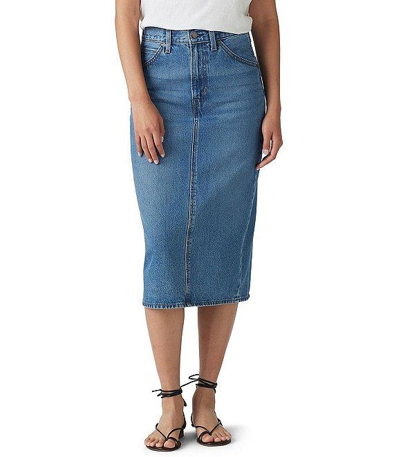 Levi's® High-Rise Back-Slit Denim Midi Skirt Product Image