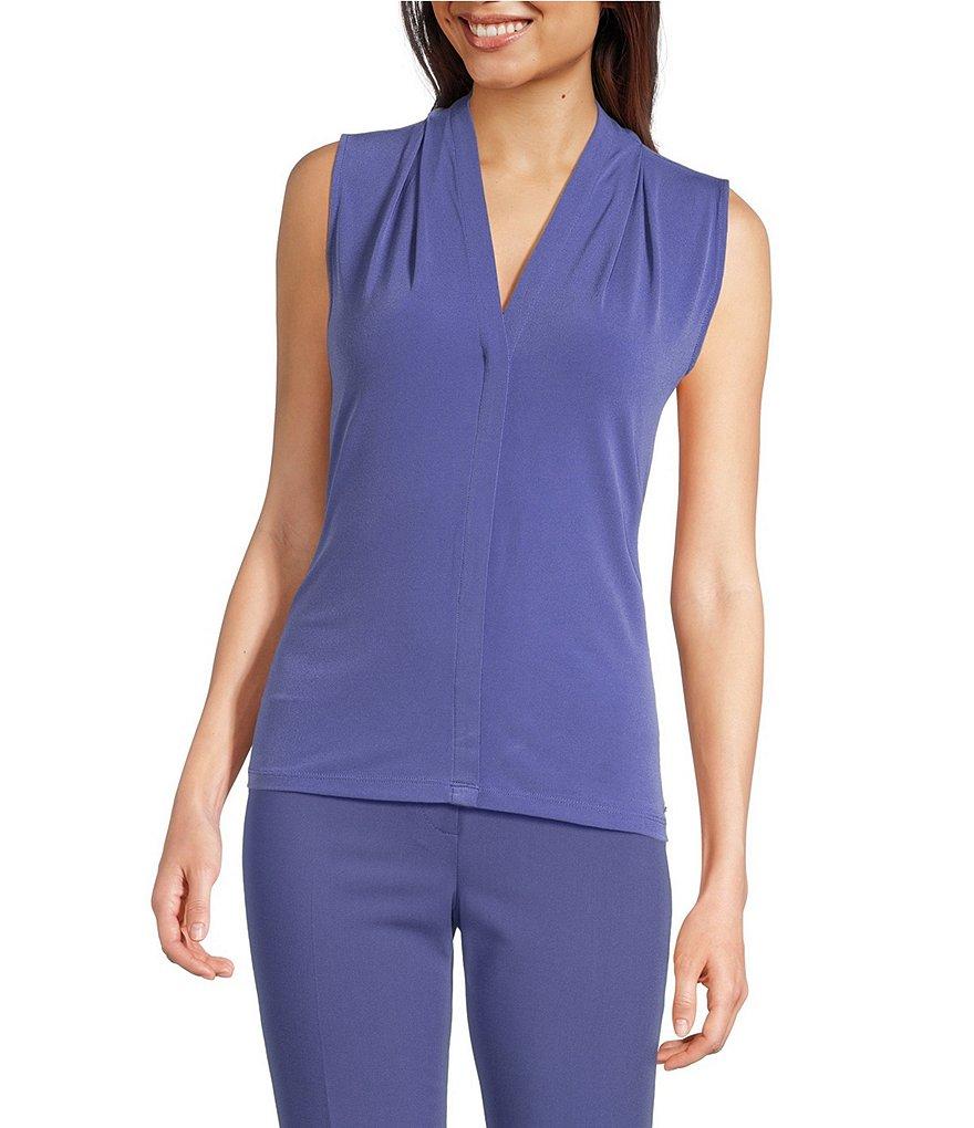 Calvin Klein Solid Matte Jersey V-Neck Sleeveless Fitted Cami Product Image